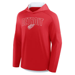 NHL Detroit Red Wings Fanatics Penalty Shot Long Sleeve Hoodie T-Shirt - Red
