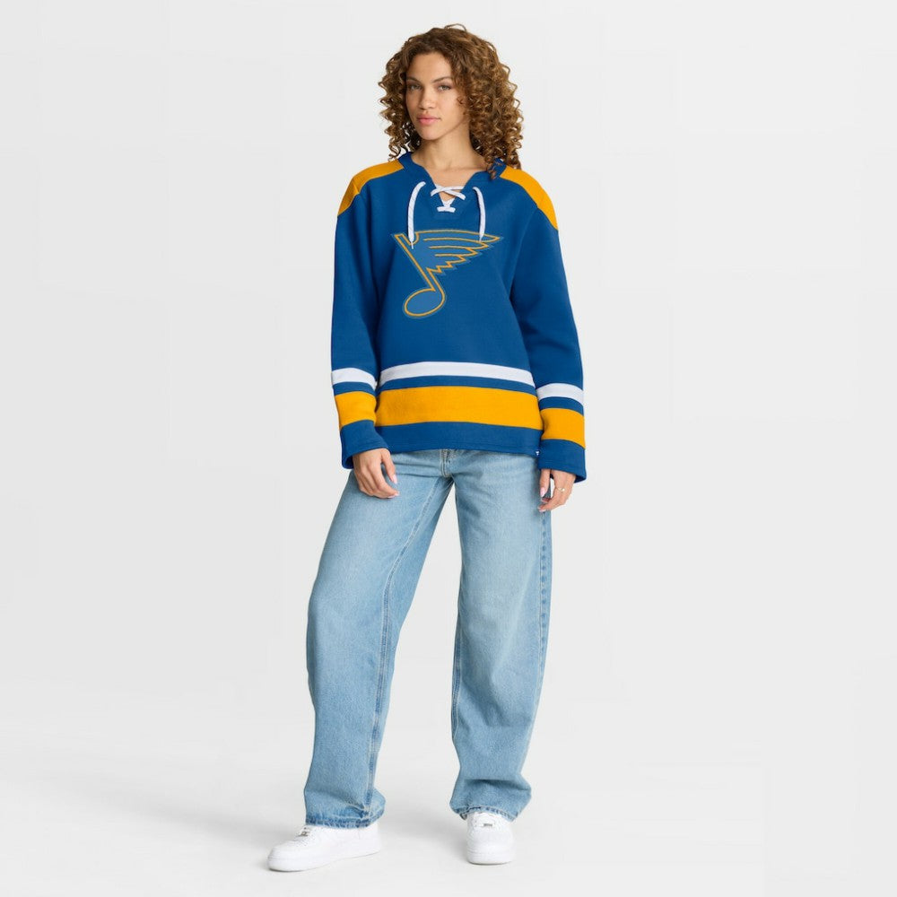 NHL St. Louis Blues Fanatics Women's Icing Long Sleeve Lace Up Sweatshirt - Blue