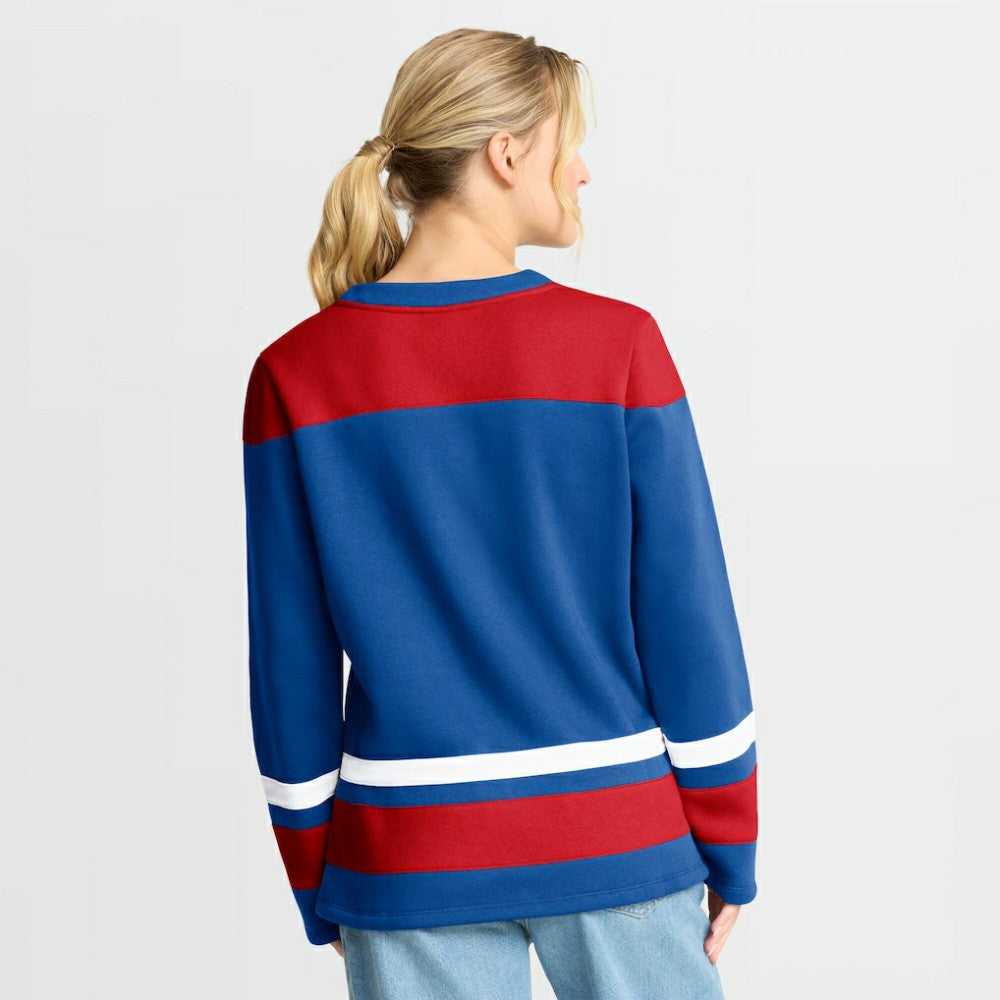 NHL New York Rangers Fanatics Women's Icing Long Sleeve Lace Up Sweatshirt - Blue