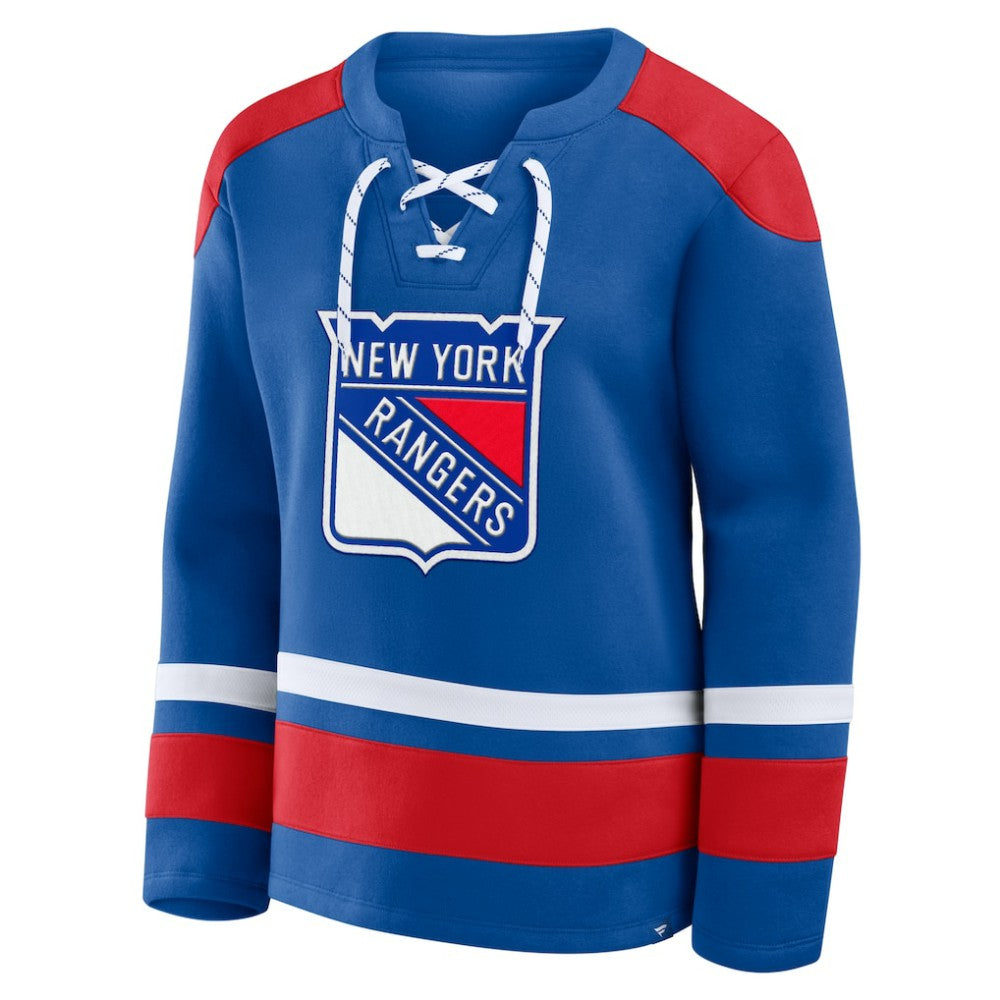 NHL New York Rangers Fanatics Women's Icing Long Sleeve Lace Up Sweatshirt - Blue