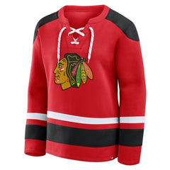 NHL Chicago Blackhawks Fanatics Women's Icing Long Sleeve Lace Up Sweatshirt - Athletic Red