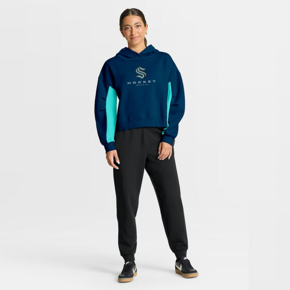 NHL Seattle Kraken Fanatics Women's Back Check Boxy Hoodie - Navy