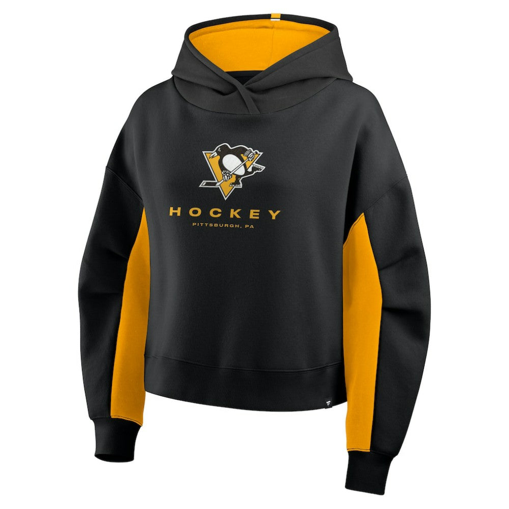 NHL Pittsburgh Penguins Fanatics Women's Back Check Boxy Hoodie - Black