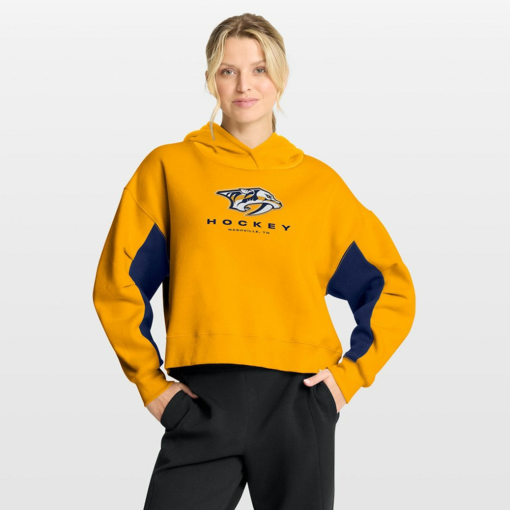 NHL Nashville Predators Fanatics Women's Back Check Boxy Hoodie - Gold