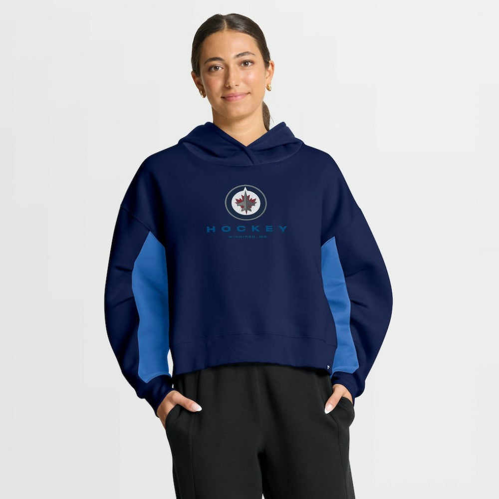 NHL Winnipeg Jets Fanatics Women's Back Check Boxy Hoodie - Navy
