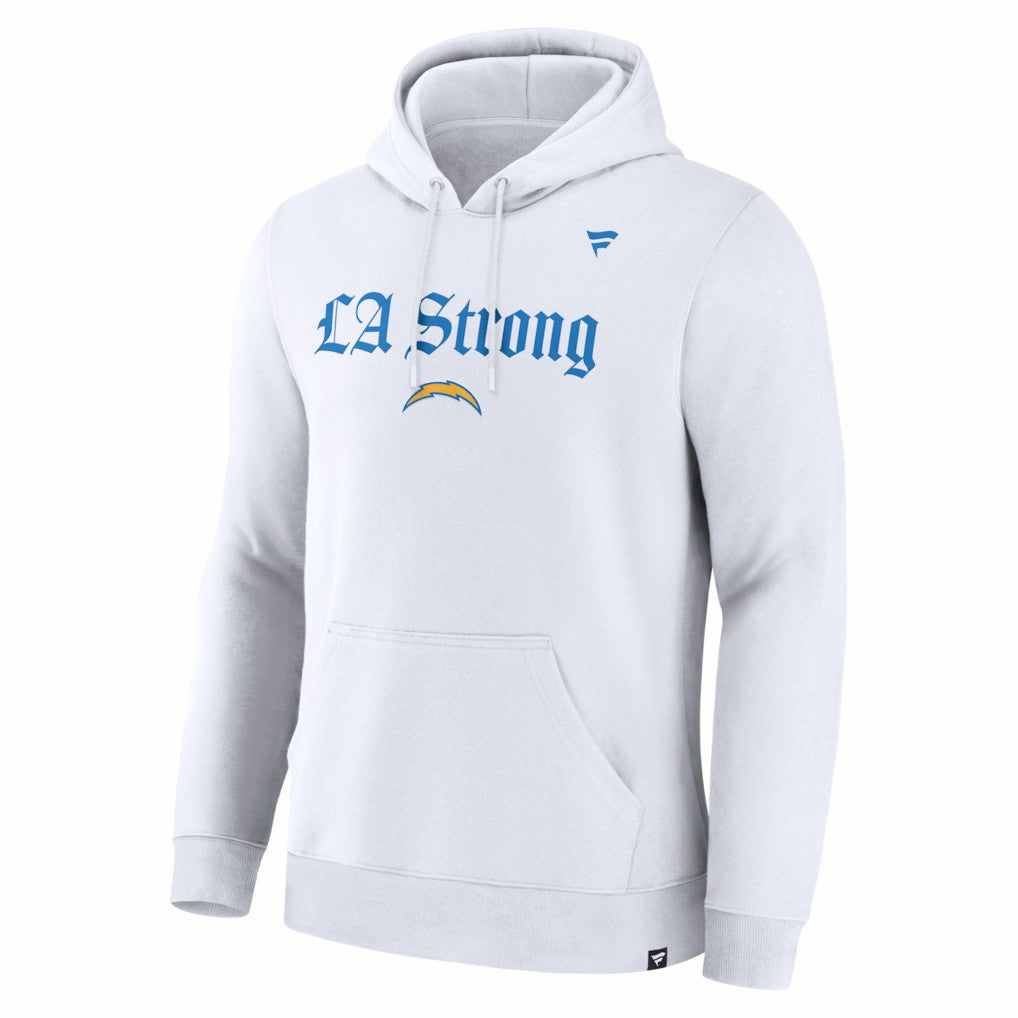 Los Angeles Chargers Unisex LA Strong Premium Fleece Pullover Hoodie White