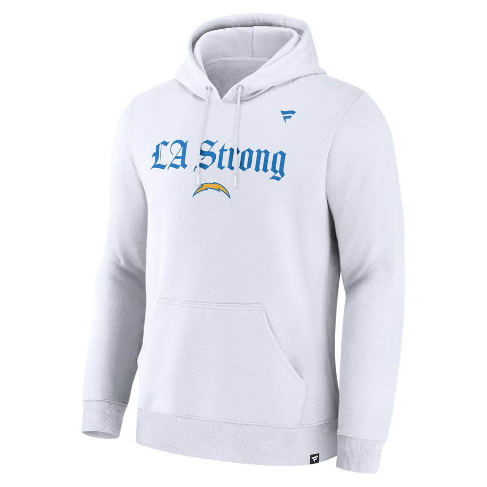 Los Angeles Chargers Unisex LA Strong Premium Fleece Pullover Hoodie White