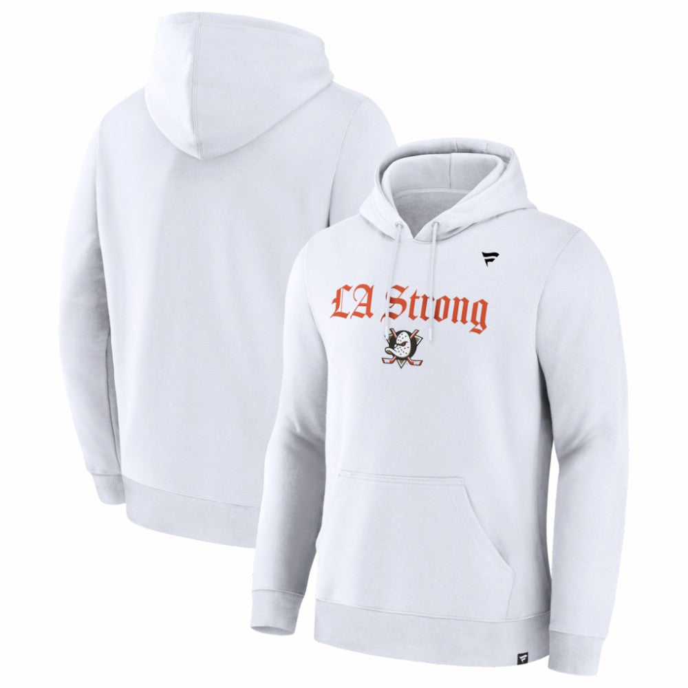 NHL Anaheim Ducks Fanatics Unisex LA Strong Premium Fleece Pullover Hoodie - White