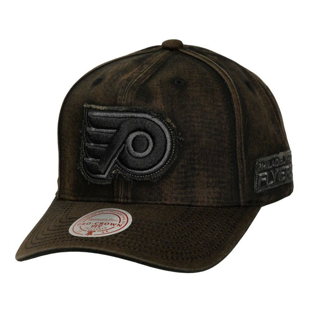 NHL Philadelphia Flyers Mitchell & Ness Downtown Snow Wash Pro-Crown Adjustable Hat - Black
