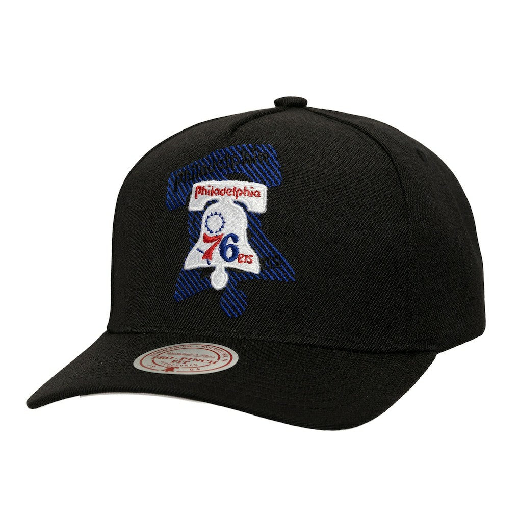 Philadelphia 76ers Tilted Pro Pinch Adjustable Hat Black