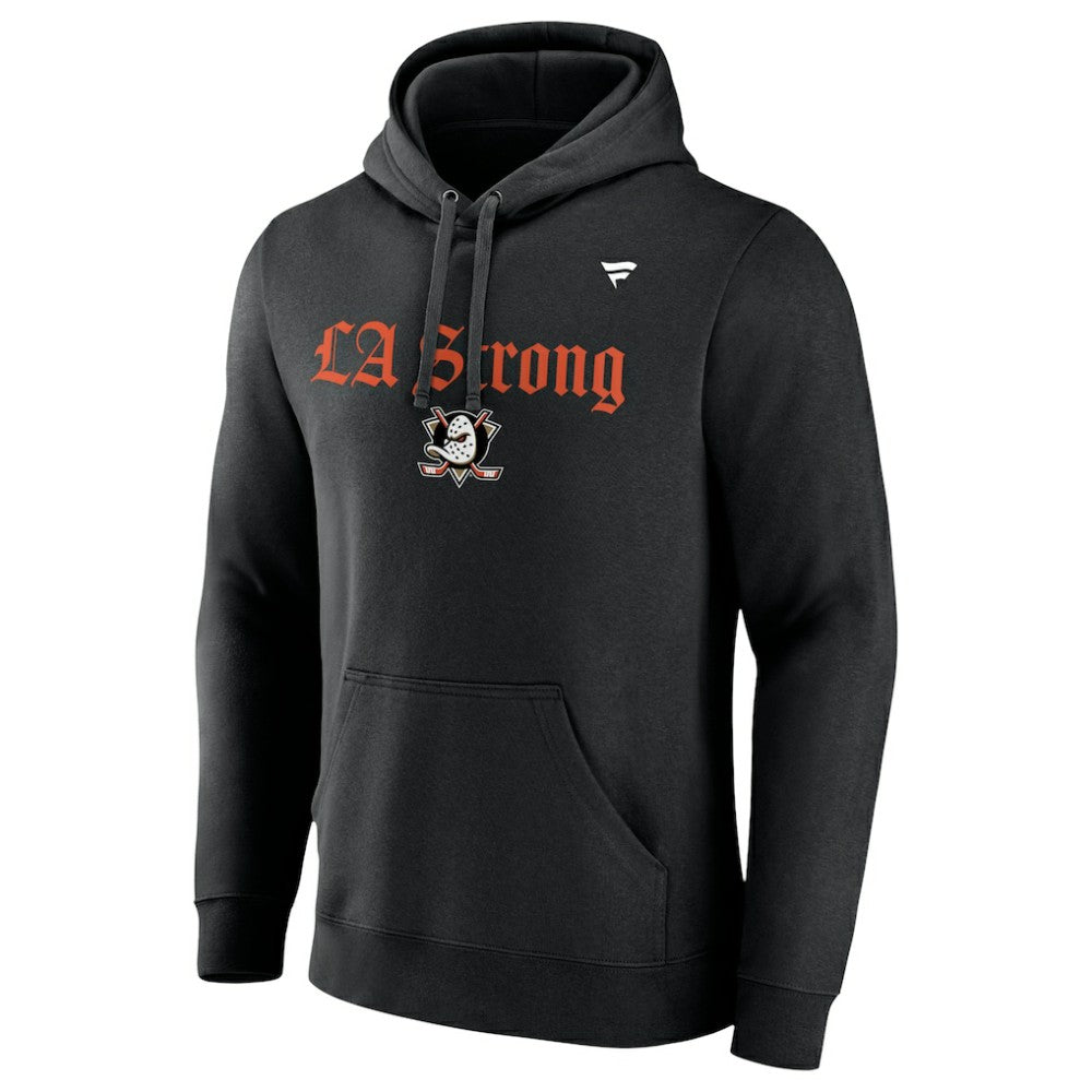 NHL Anaheim Ducks Fanatics Unisex LA Strong Fleece Pullover Hoodie - Black