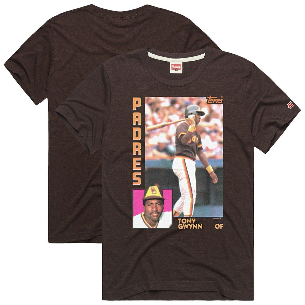 Tony Gwynn San Diego Padres Homage 1984 Topps Baseball Card Player T-Shirt - Brown T-shirts