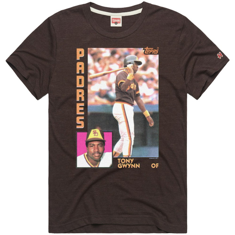 Tony Gwynn San Diego Padres Homage 1984 Topps Baseball Card Player T-Shirt - Brown T-shirts