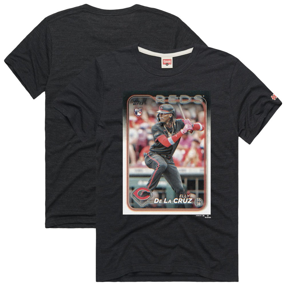 Elly De La Cruz Cincinnati Reds Homage 2024 Topps Baseball Card Player Tri-Blend T-Shirt - Charcoal T-shirts