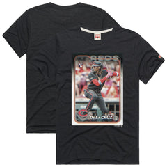 Elly De La Cruz Cincinnati Reds Homage 2024 Topps Baseball Card Player Tri-Blend T-Shirt - Charcoal T-shirts