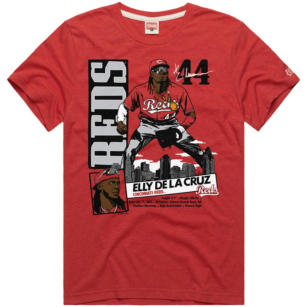 Elly De La Cruz Cincinnati Reds Homage Graphic Player Tri-Blend T-Shirt - Red T-shirts