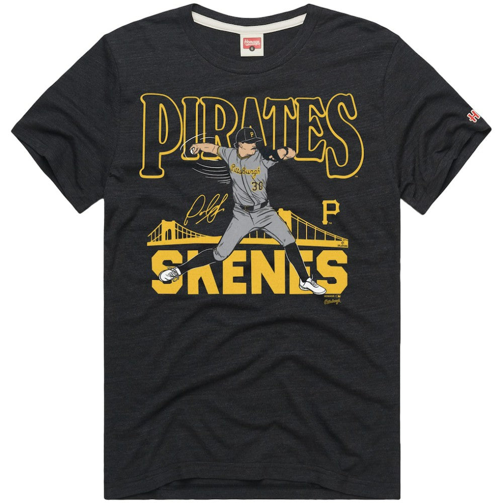 Paul Skenes Pittsburgh Pirates Homage Graphic Player Tri-Blend T-Shirt - Charcoal T-shirts