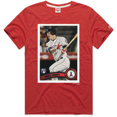 Mike Trout Los Angeles Angels Homage 2011 Topps Baseball Card Player T-Shirt - Red T-shirts