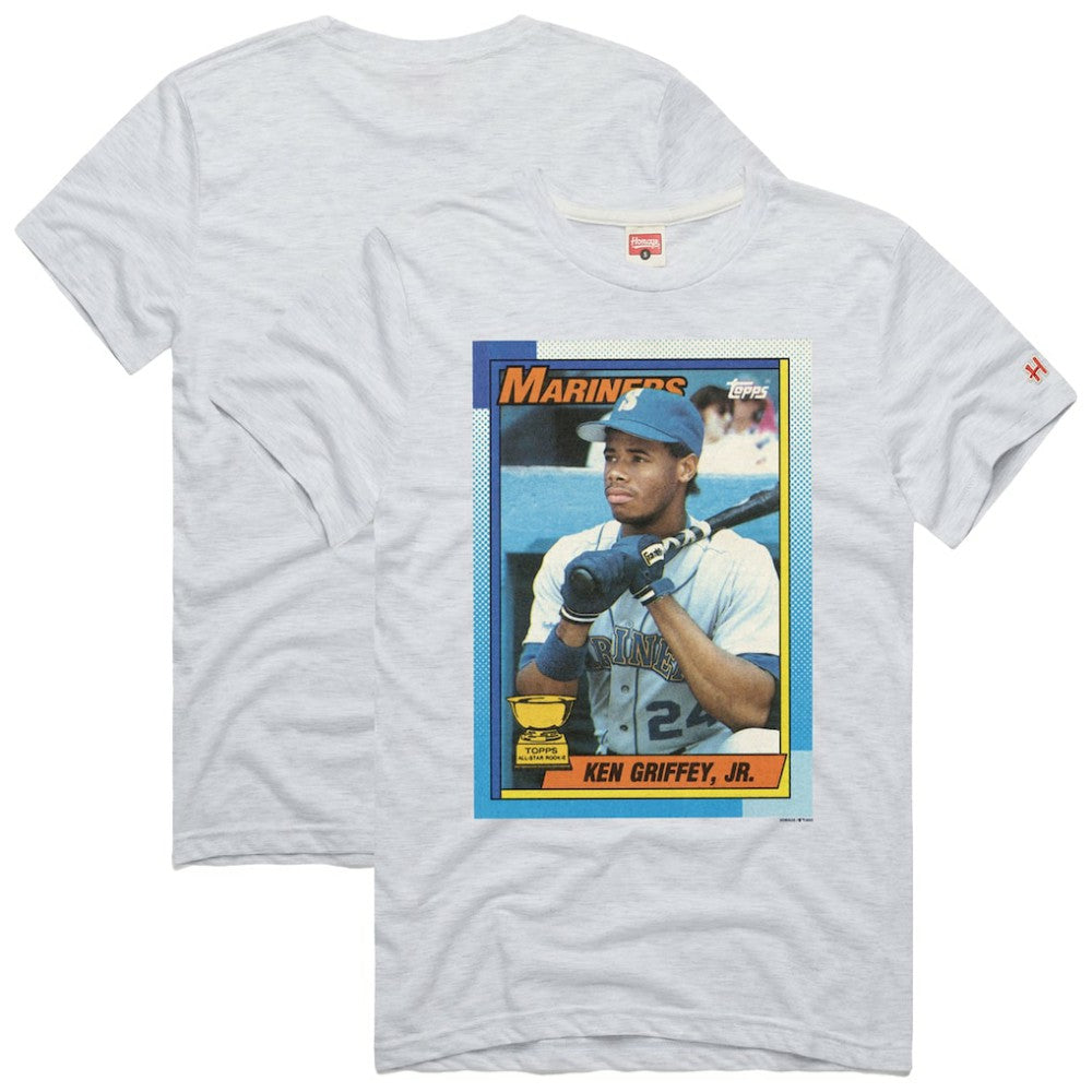 Ken Griffey Jr. Seattle Mariners Homage 1990 Topps Baseball Card Player T-Shirt - Ash T-shirts
