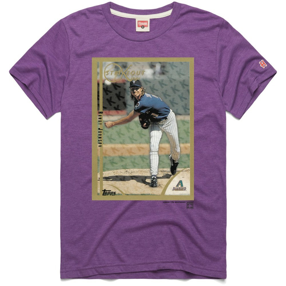 Randy Johnson Arizona Diamondbacks Homage 1999 Topps Baseball Card Player T-Shirt - Purple T-shirts