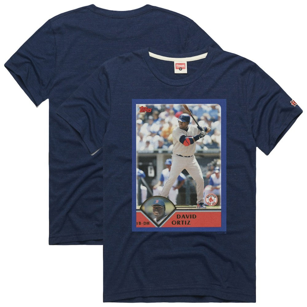 David Ortiz Boston Red Sox Homage 2003 Topps Baseball Card Player T-Shirt - Navy T-shirts