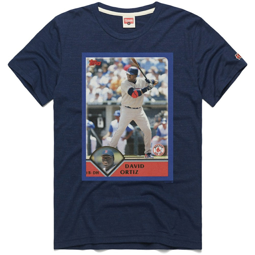 David Ortiz Boston Red Sox Homage 2003 Topps Baseball Card Player T-Shirt - Navy T-shirts