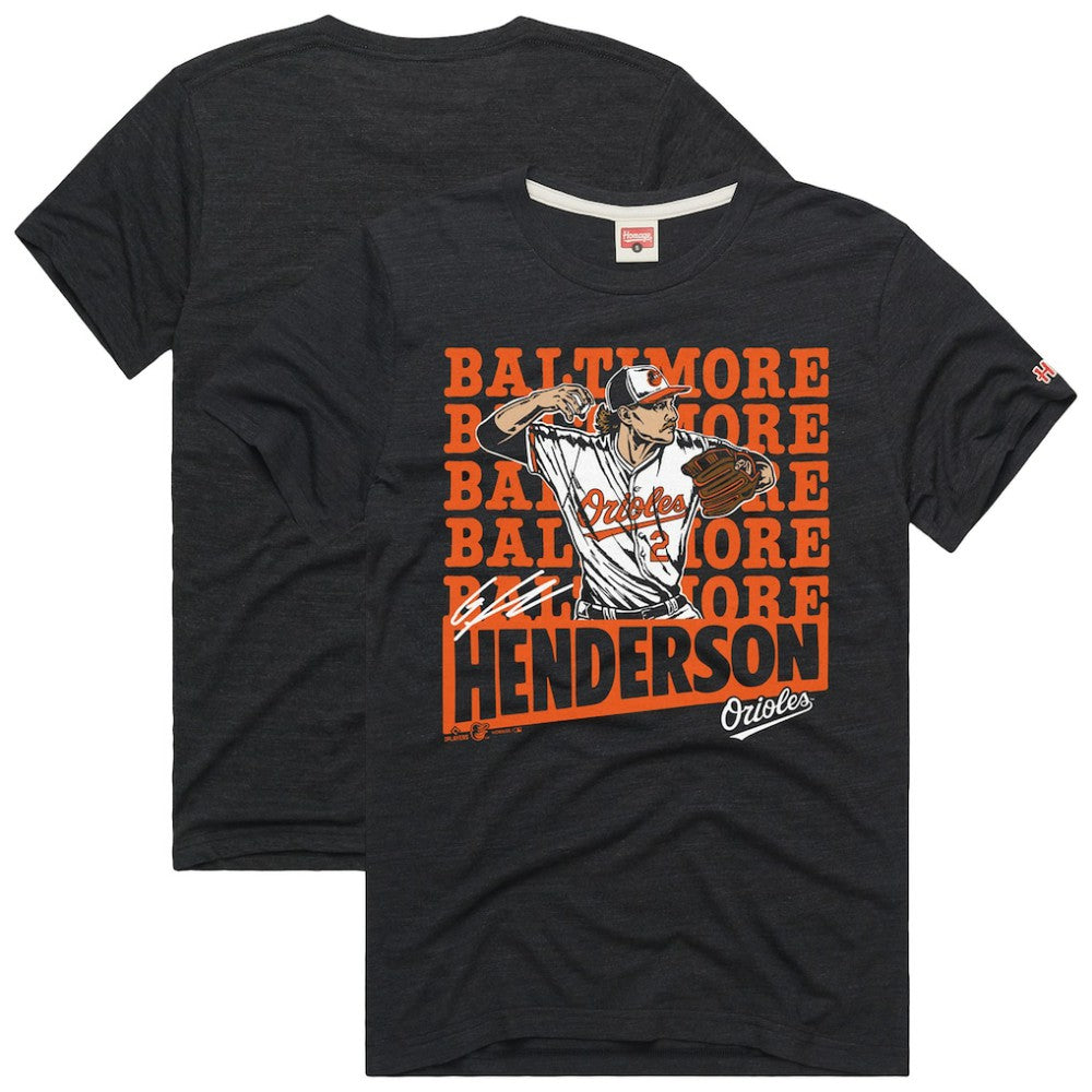 Gunnar Henderson Baltimore Orioles Homage Graphic Player T-Shirt - Charcoal T-shirts