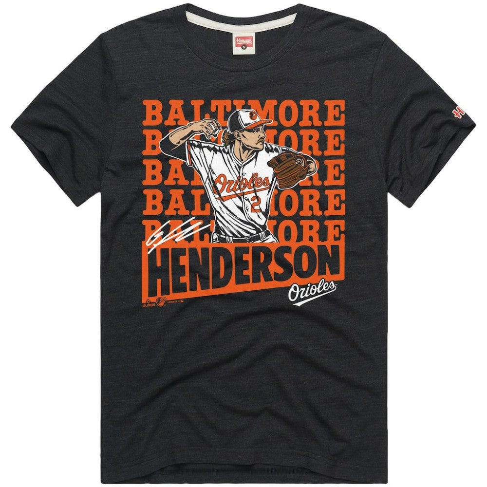 Gunnar Henderson Baltimore Orioles Homage Graphic Player T-Shirt - Charcoal T-shirts