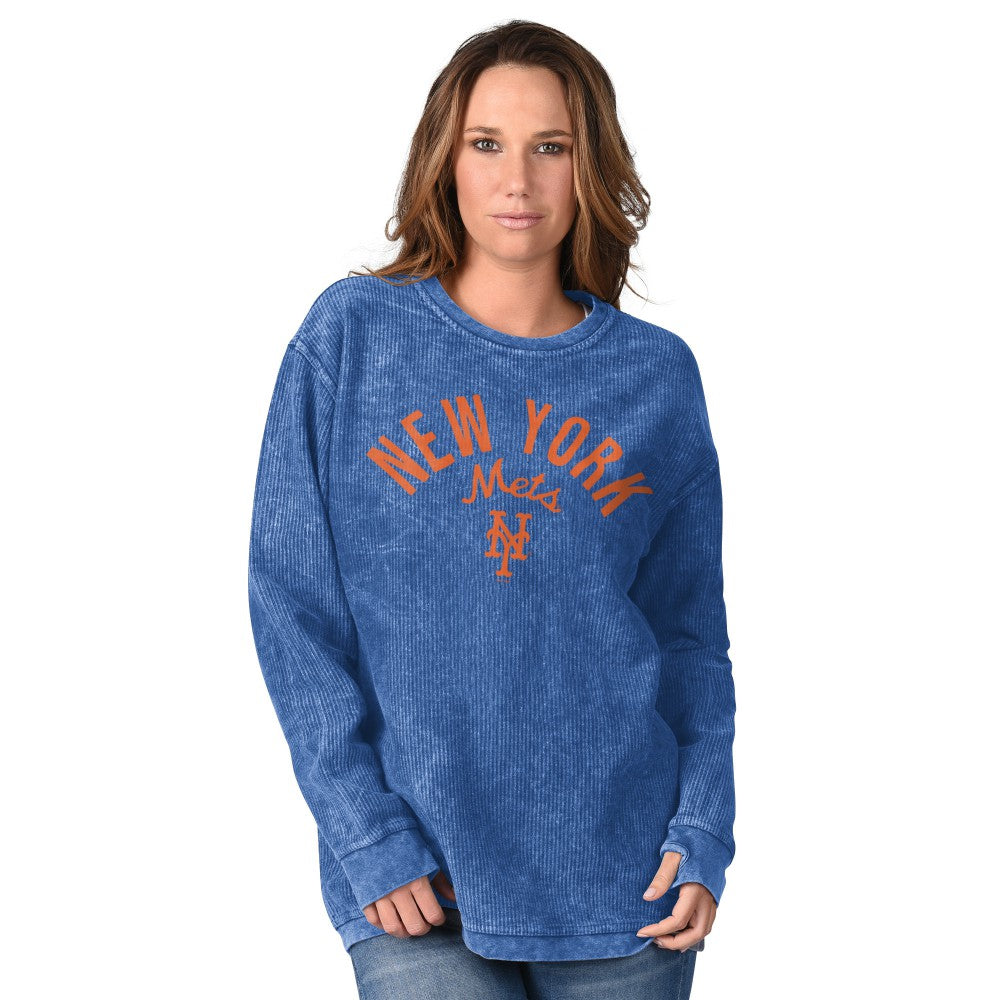 New York Mets G-III 4Her by Carl Banks Women's Comfy Cord Pullover Sweatshirt - Royal Pullover