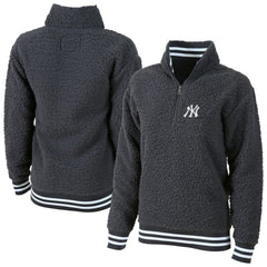 New York Yankees G-III 4Her by Carl Banks Women's Play Action Sherpa Fleece Quarter-Zip Jacket - Gray Jackets