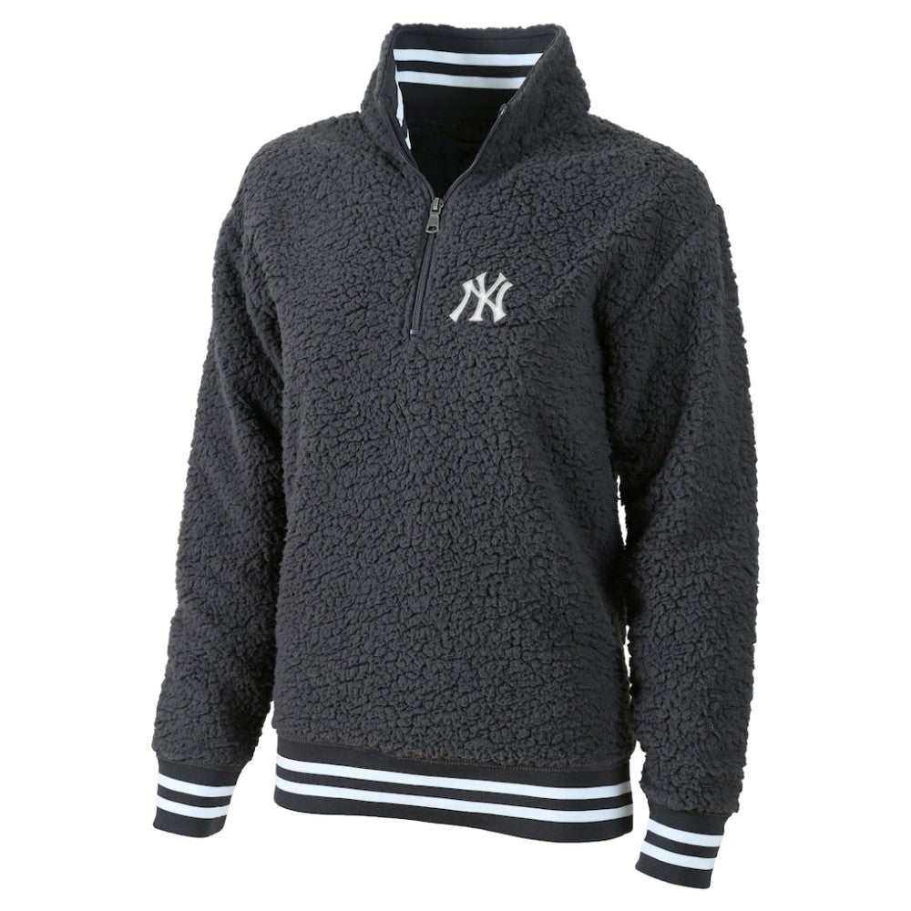 New York Yankees G-III 4Her by Carl Banks Women's Play Action Sherpa Fleece Quarter-Zip Jacket - Gray Jackets