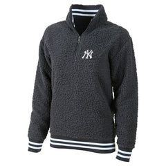 New York Yankees G-III 4Her by Carl Banks Women's Play Action Sherpa Fleece Quarter-Zip Jacket - Gray Jackets