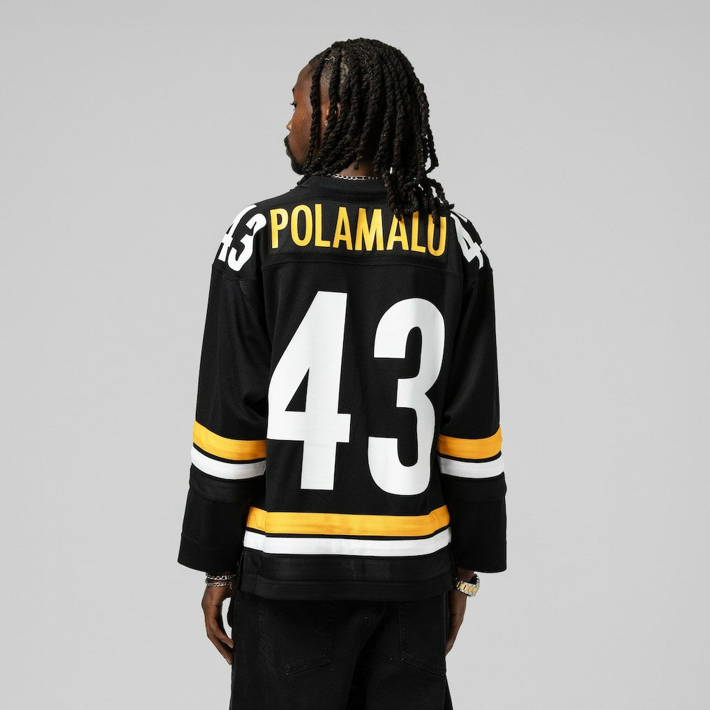 Troy Polamalu Pittsburgh Steelers Maxxed Out Fashion Hockey Jersey Black