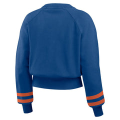 New York Mets WEAR by Erin Andrews Women's Vintage Washed Cropped Pullover Sweatshirt - Royal Pullover