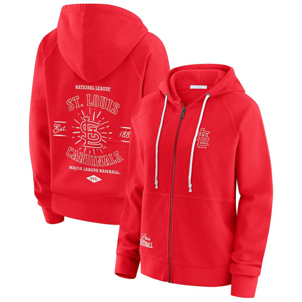 St. Louis Cardinals WEAR by Erin Andrews Women's Vintage Full-Zip Raglan Hoodie - Red Hoodies