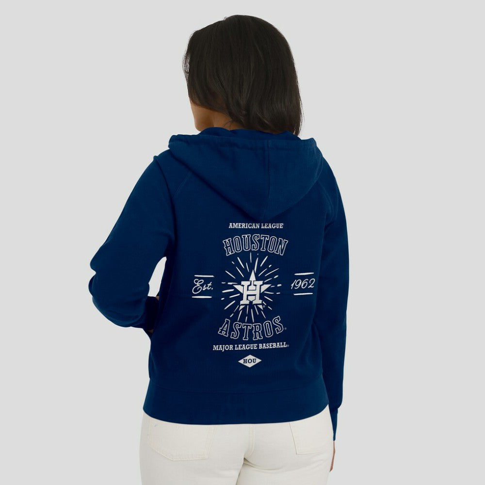 Houston Astros WEAR by Erin Andrews Women's Vintage Full-Zip Raglan Hoodie - Navy Hoodies