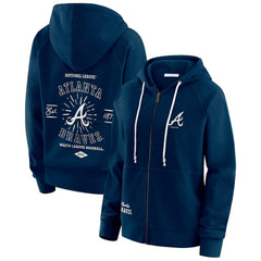 Atlanta Braves WEAR by Erin Andrews Women's Vintage Full-Zip Raglan Hoodie - Navy Hoodies