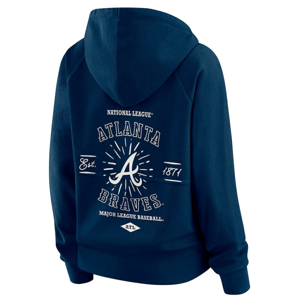 Atlanta Braves WEAR by Erin Andrews Women's Vintage Full-Zip Raglan Hoodie - Navy Hoodies