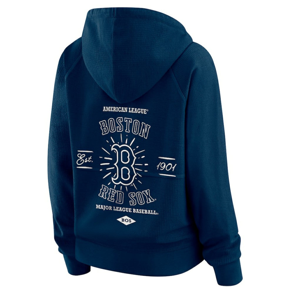 Boston Red Sox WEAR by Erin Andrews Women's Vintage Full-Zip Raglan Hoodie - Navy Hoodies