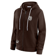 San Diego Padres WEAR by Erin Andrews Women's Vintage Full-Zip Raglan Hoodie - Brown Hoodies