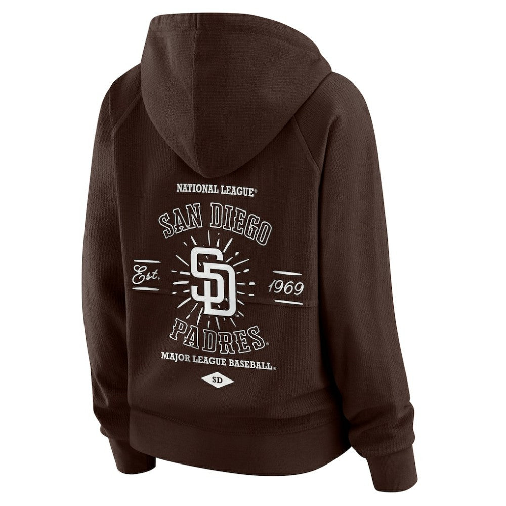San Diego Padres WEAR by Erin Andrews Women's Vintage Full-Zip Raglan Hoodie - Brown Hoodies