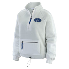 Los Angeles Dodgers WEAR by Erin Andrews Women's Polar Fleece Quarter-Zip Jacket - Gray Jackets