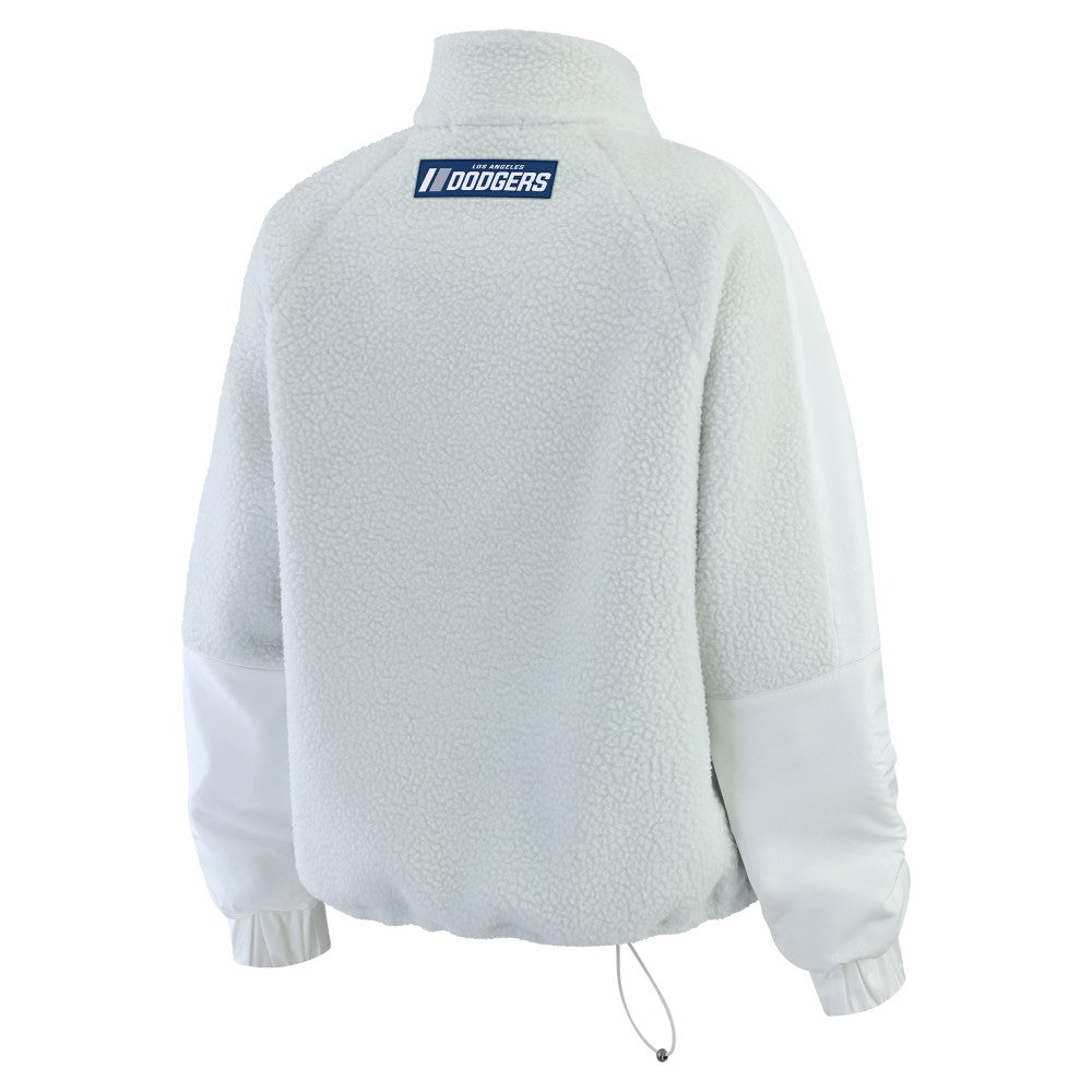 Los Angeles Dodgers WEAR by Erin Andrews Women's Polar Fleece Quarter-Zip Jacket - Gray Jackets