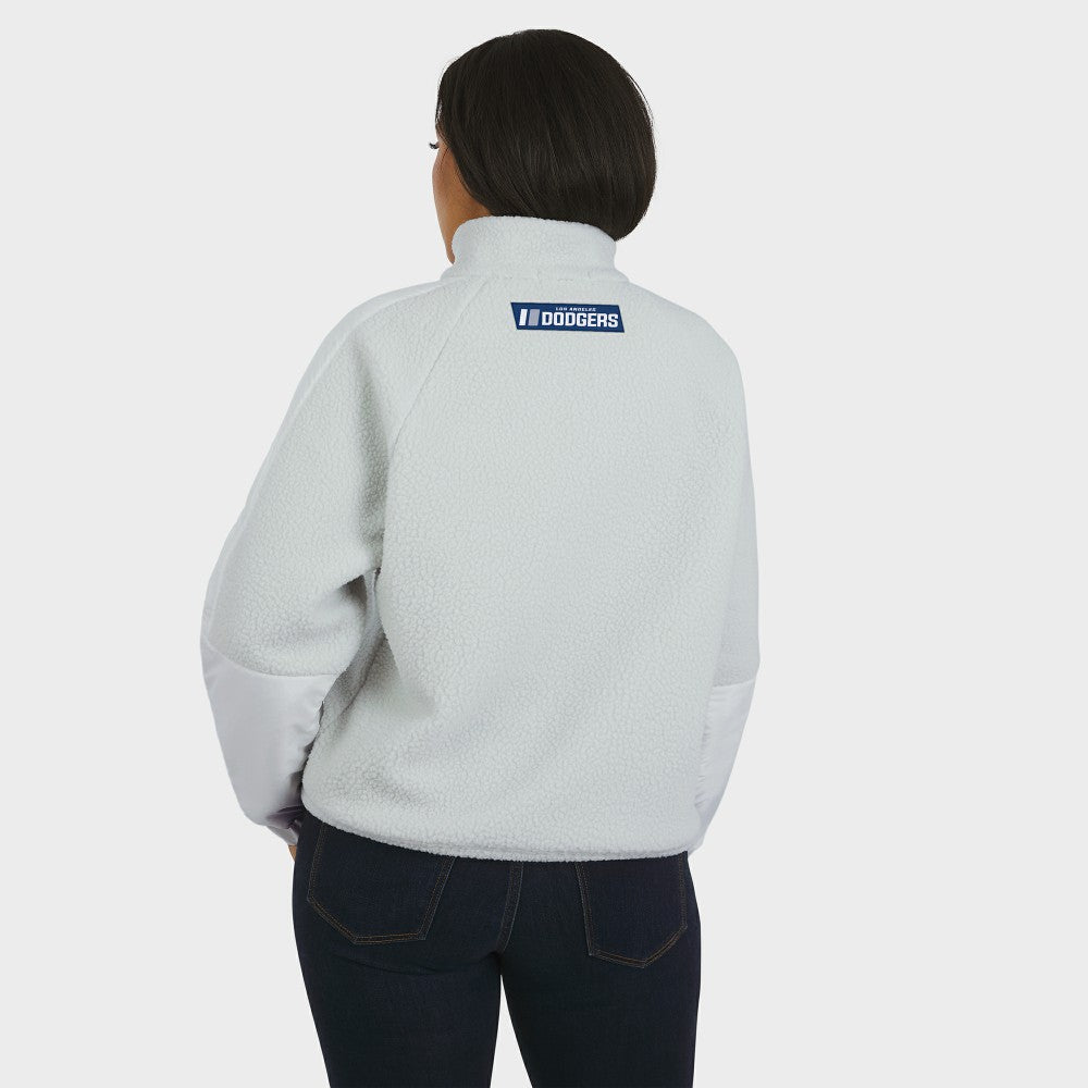 Los Angeles Dodgers WEAR by Erin Andrews Women's Polar Fleece Quarter-Zip Jacket - Gray Jackets