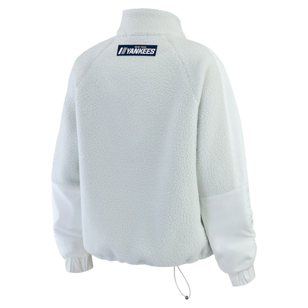 New York Yankees WEAR by Erin Andrews Women's Polar Fleece Quarter-Zip Jacket - Gray Jackets