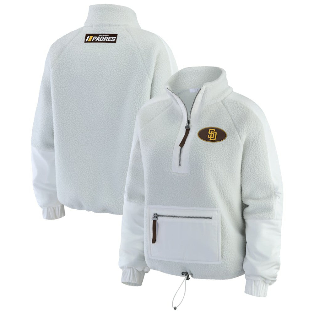 San Diego Padres WEAR by Erin Andrews Women's Polar Fleece Quarter-Zip Jacket - Gray Jackets