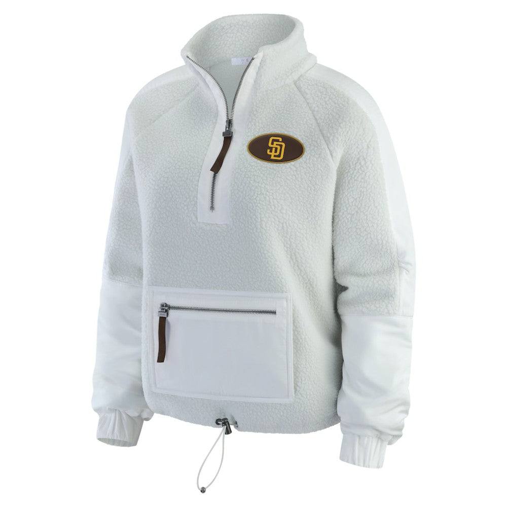 San Diego Padres WEAR by Erin Andrews Women's Polar Fleece Quarter-Zip Jacket - Gray Jackets