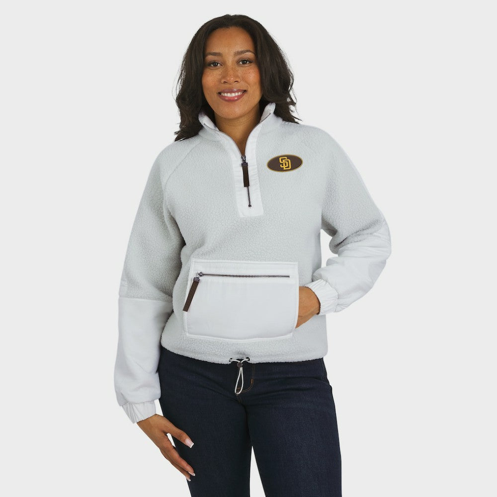 San Diego Padres WEAR by Erin Andrews Women's Polar Fleece Quarter-Zip Jacket - Gray Jackets