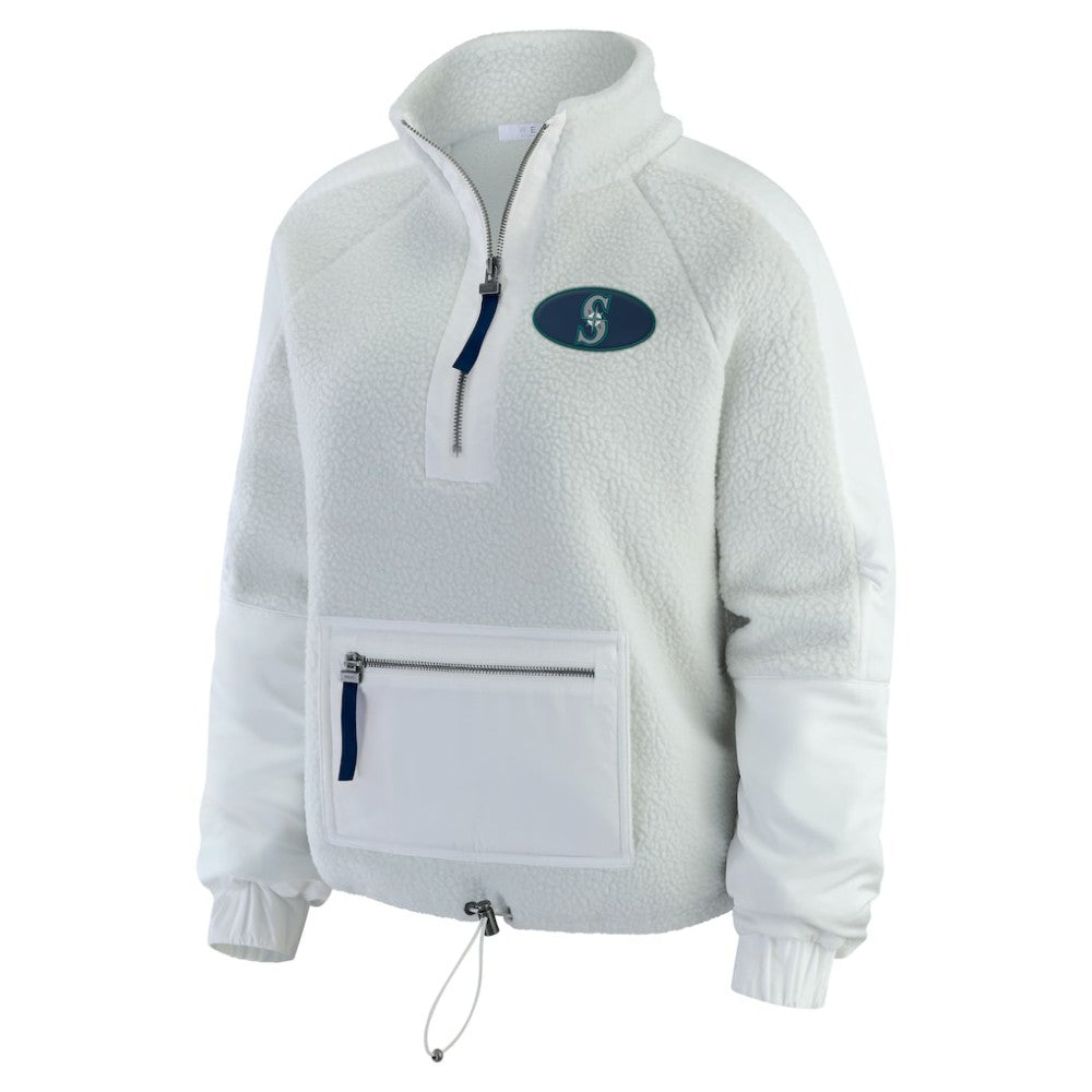 Seattle Mariners WEAR by Erin Andrews Women's Polar Fleece Quarter-Zip Jacket - Gray Jackets