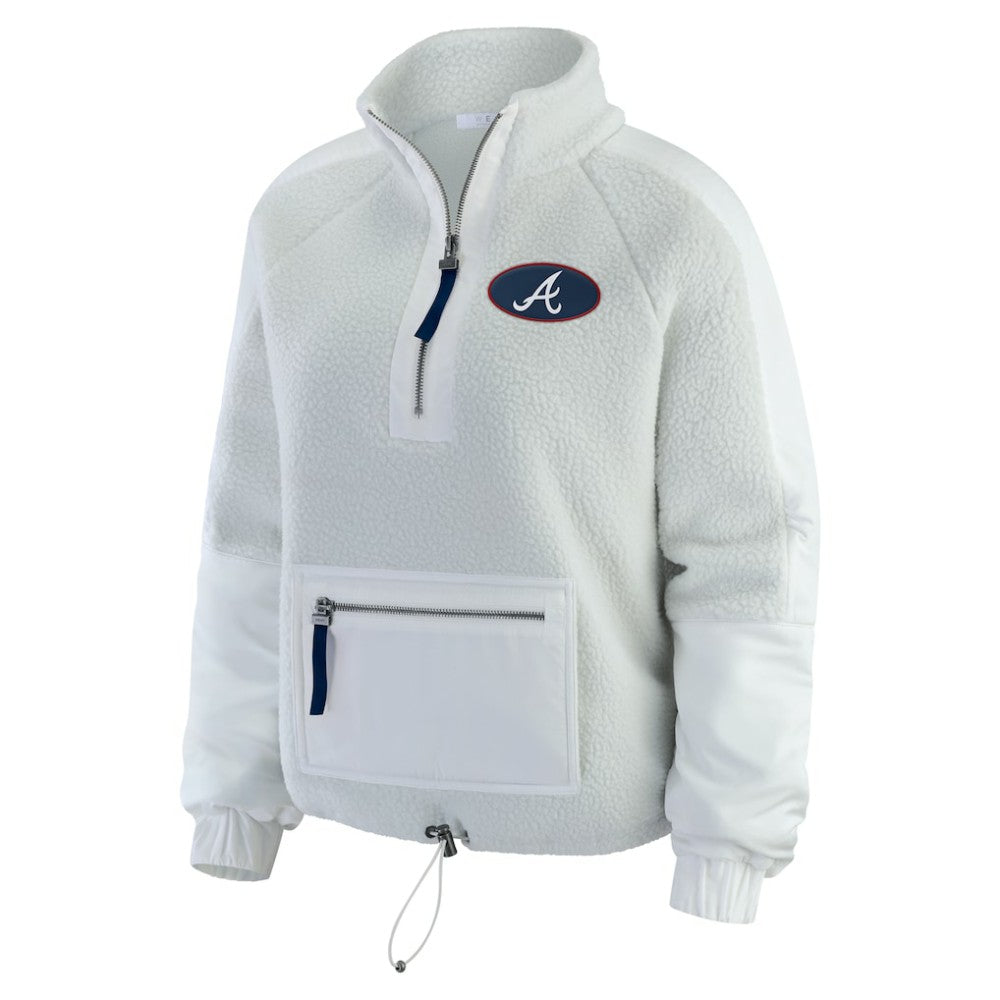 Atlanta Braves WEAR by Erin Andrews Women's Polar Fleece Quarter-Zip Jacket - Gray Jackets